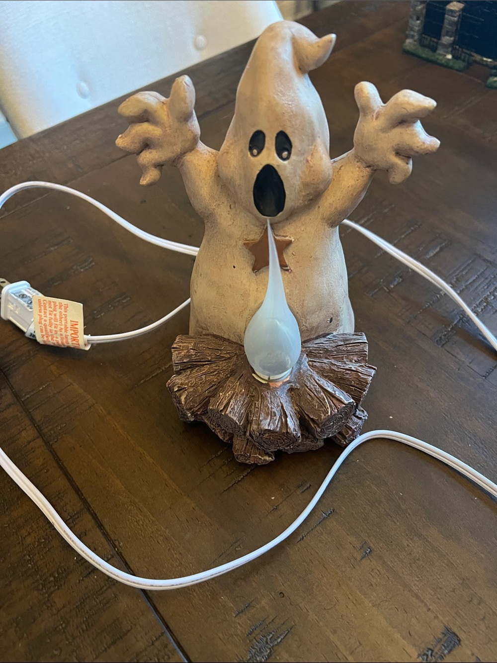 Ceramic Ghost Table Lamp in Beige and Brown